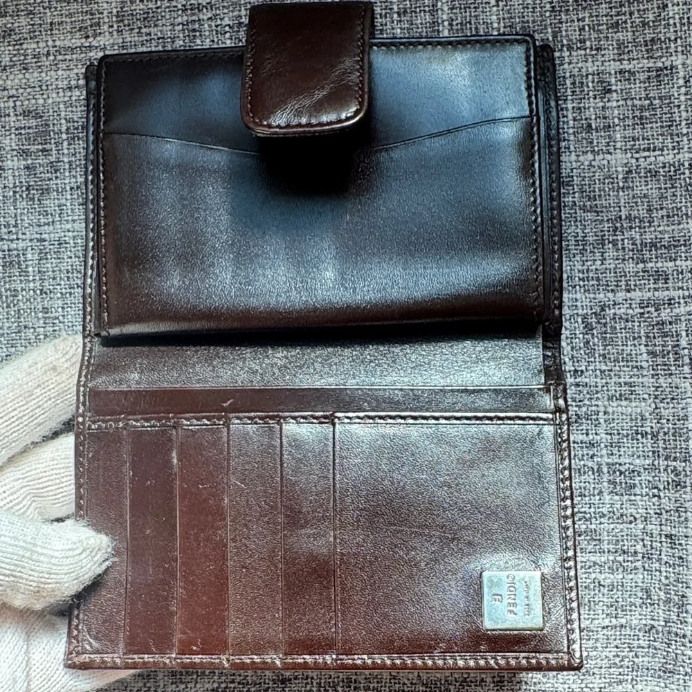 Fendi Compact Brown Leather Wallet